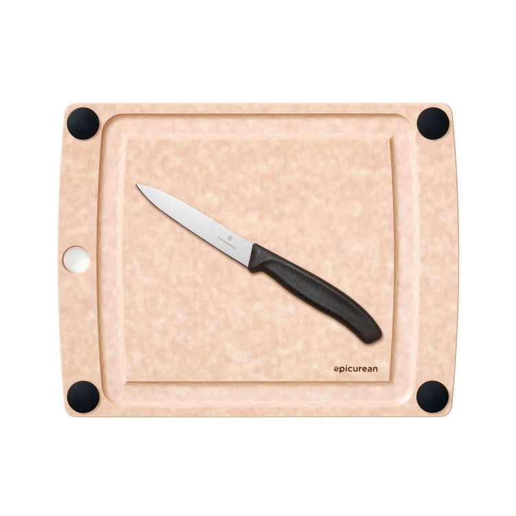 Epicurean All-in-One Cutting Board in Natural perfectly paired with a Victorinox Paring Knife