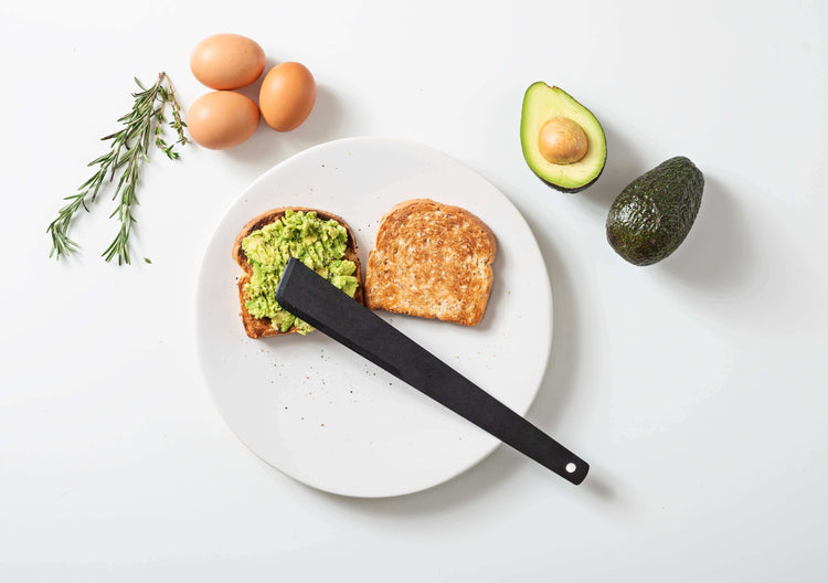 Epicurean Cool Tool in Slate supporting the creation of amazing avocado toast
