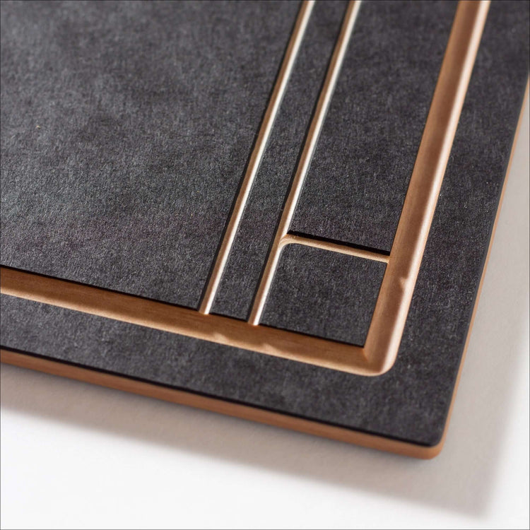 The Frank Lloyd Wright Cut & Serve Collection Boards in Large Slate/Natural close up detail
