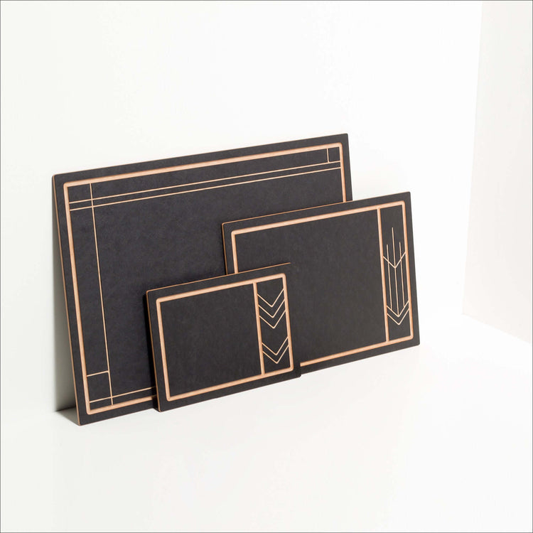 The Frank Lloyd Wright Cut & Serve Collection Boards in Small, Medium & Large Slate/Natural
