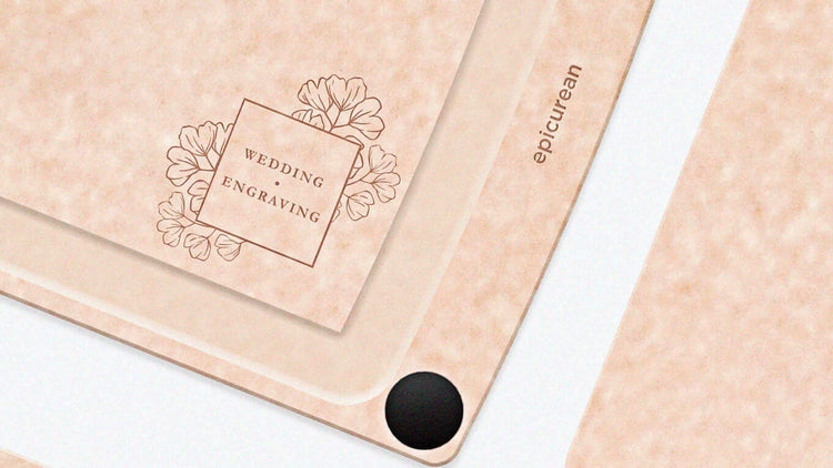 An elegant floral wedding design with example text inside a square border