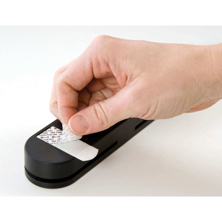 Epicurean Two Slot Wall Mounted Knife Holder in Slate showing the back side with removeable adhesive 3M strips