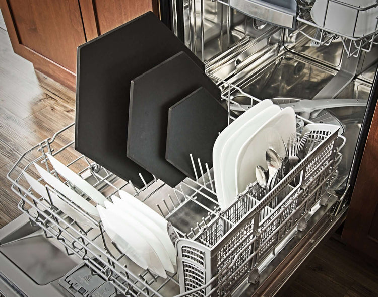 Collection of Slate Display Hexagons in the dishwasher